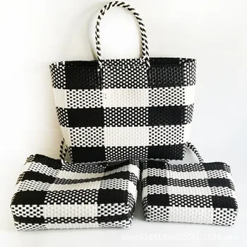 

Summer big handbags Handmade plastic Beach Bag Basket Bags Rural Countryside Vacation Totes Waterproof woven shopping bag