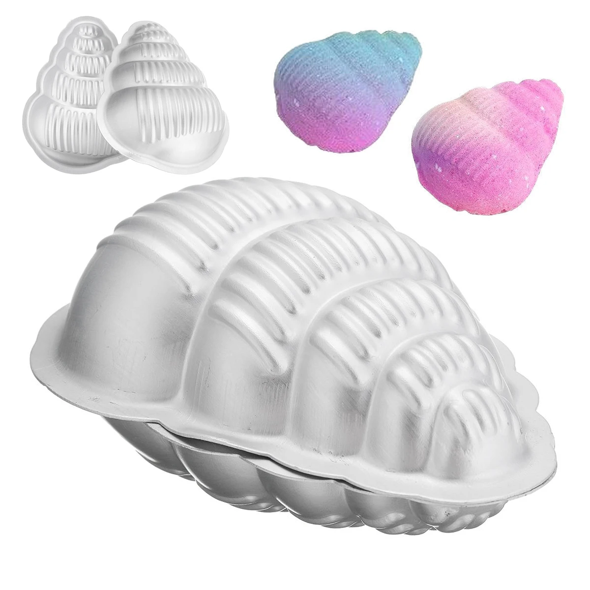 JX-LCLYL 2pcs 95*110mm Conch Shape Aluminum Bath Bomb Mold Mould DIY Homemade Crafting