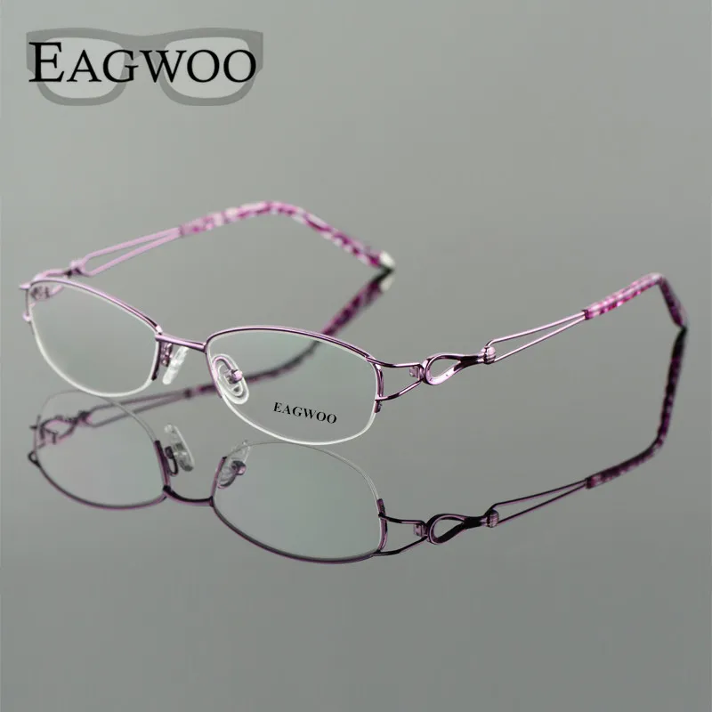 Eyeglasses Frames Eyewear Frames Women Glasses Fashion Eyeglasses Metel Alloy Eyeglasses Half Rim Optical Frame Prescription Women Spectacle Reading Myopia Flower Eye Glasses