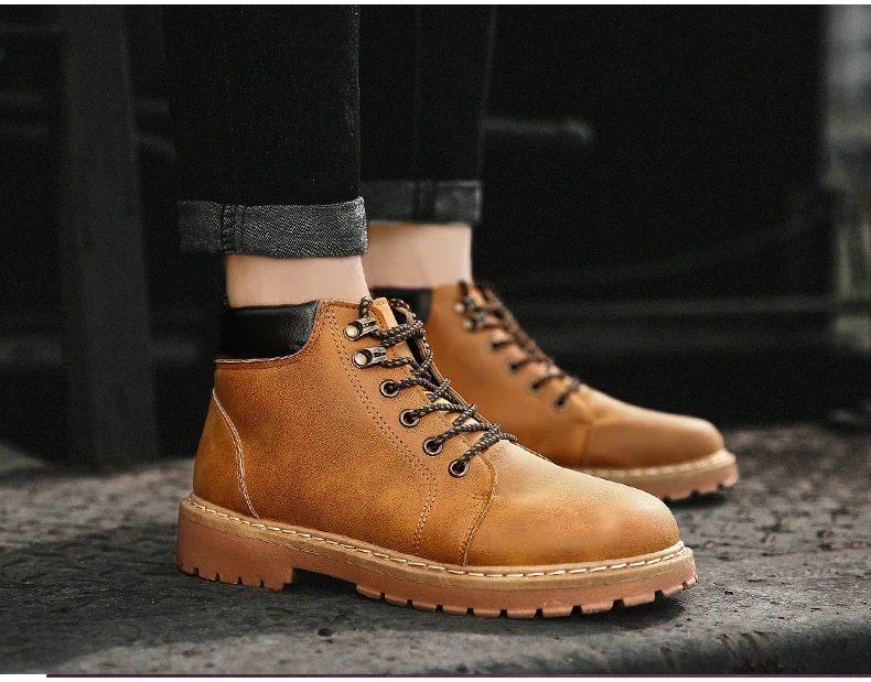 Men's Ankle Boot Motorcycle Men Boots Winter Warm Men Snow Boot With Fur Black Desert Military Boots Mens Tactical Boots' Army (10)