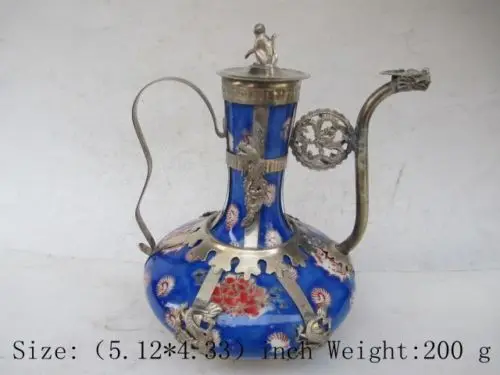 

Elaborate Chinese Ancient Copper Dragon Phoenix Monkey Ceramic Teapot