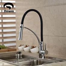 Schwarz und Verchromt Kitchen Sink Wasserhahn Deck Berg Pull Out Dual Sprühdüse Heiß Kalt Mischer Wasserhähne