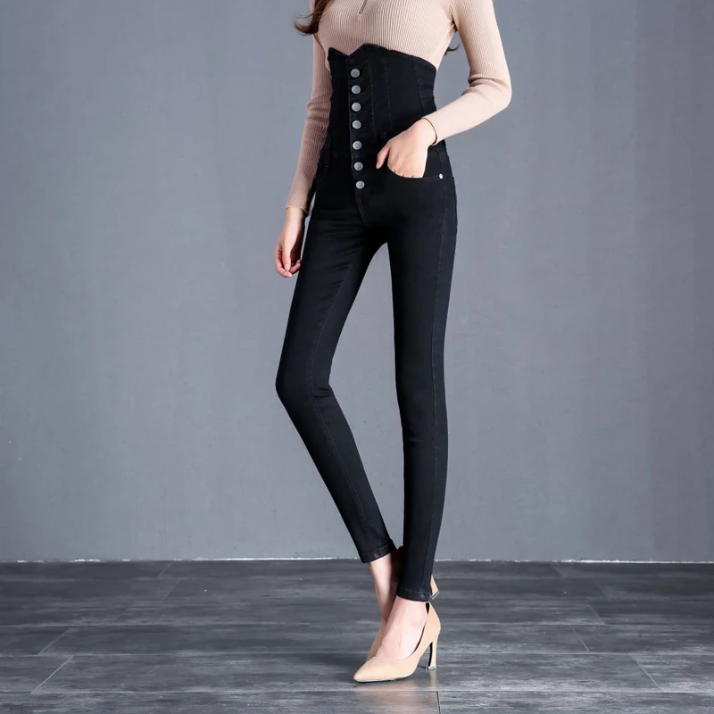 Новые зимние модные женские обтягивающие джинсы женские зимние джинсы с высокой талией для мам черные джинсы больших размеров узкие теплые джинсы для женщин