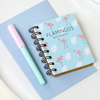 

Portable Spiral Wirebound Notebook 80 Sheets Lovely Pink Panther Flamingos Wide Lined Meno Notepad Pocket Travel Journal Planner
