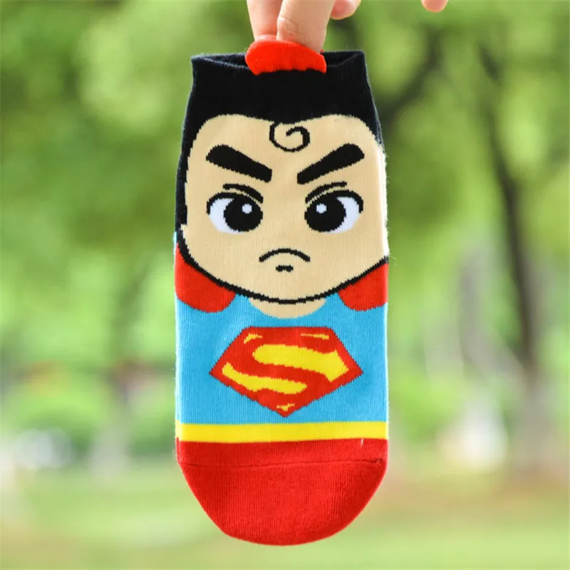 Летние милые хлопковые носки с героями мультфильмов Бэтмен Супермен женские летние дышащие носки Kawaii повседневные женские забавные носки Calcetines Mujer - Цвет: 4