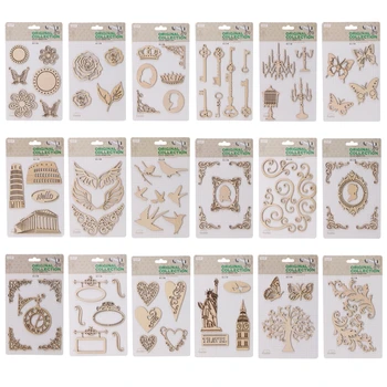 

18 Style For Choice Laser Cutting Wooden Embellishments For Scrapbooking Cardmaking DIY Craft Decor m15