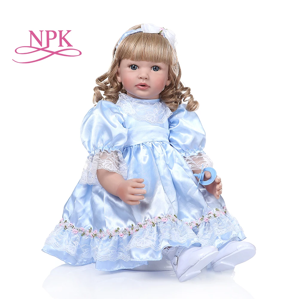 

60CM reborn toddler baby girl doll princess with long curly blonde hair doll toy Christmas Gift