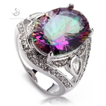 El nuevo producto Del Arco Iris Blanco y Plateado Favorito Anillos R701 tamaño 6 7 8 9 Estilo Romántico Regalo Joyería de Las Mujeres magníficas
