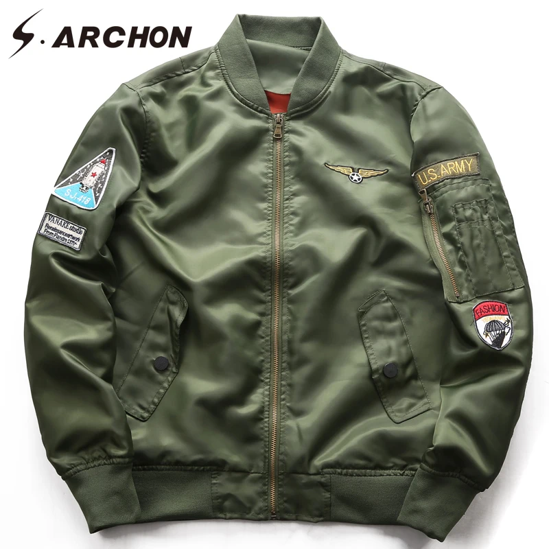 

S.ARCHON Spring MA1 Air Force Bomber Jacket Men Military Tactical Windproof Pilot Jacket Coat Autumn Thin Plus Size Army jackets