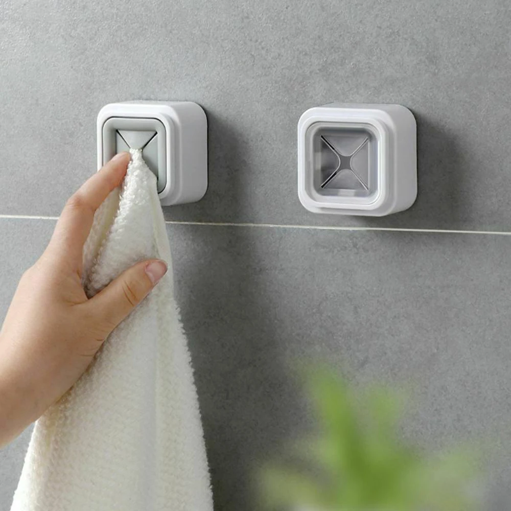 

Self Adhesive Cloth Towel Rack Cupboard Cabinet Door Back Hanger Wash Cloth Clip Towel Holder Storage Rack