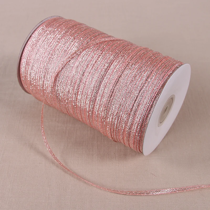 

20 Meters 1/8'' (3mm) Flesh Pink Metallic Glitter Ribbon Colorful Gift Package Ribbons Wedding Christmas Embellishment Ribbon