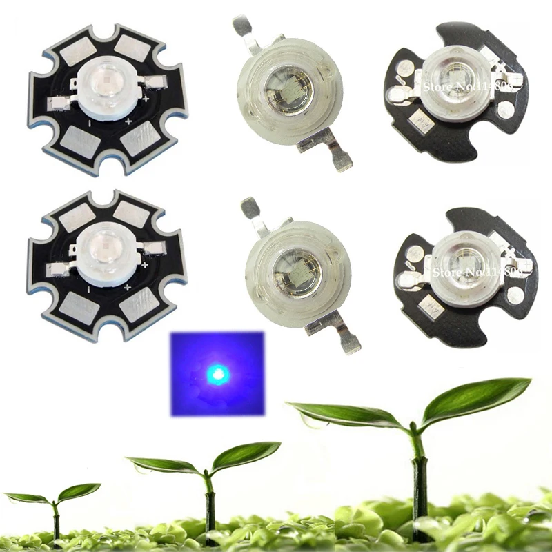 

5 10 20 50 100pcs 1w 30mil 3w 45mil EPISTARS Blue 460nm ~ 465nm LED Bead Plant Grow Light Lamp Diodes With 20mm Or 16mm Plates
