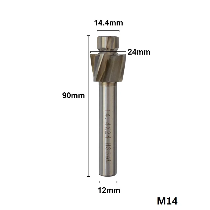 1 шт. M3.2-M16.5 HSS Цековка торцевой Фрезы с ЧПУ машина для вырезания гребней и пазов 4 флейты гравировальное лезвие раззенковка фреза - Длина режущей кромки: M14.4