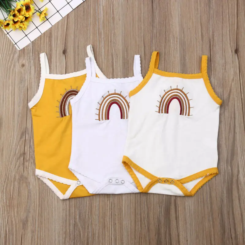 

For Infant Baby Girl Rainbow Sling Jumpsuit Bodysuit Outfit Clothes 0-24M Tops
