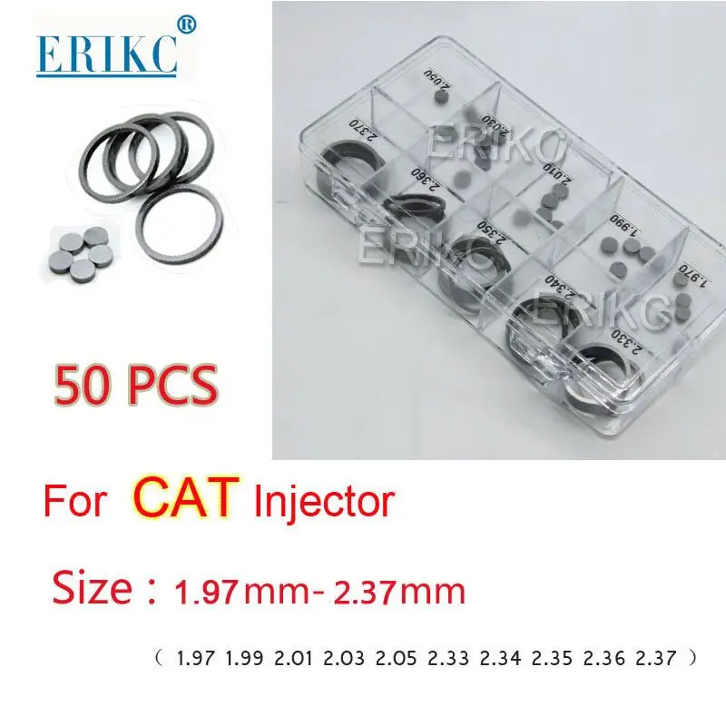  ERIKC CAT Shims Common Rail Injector Adjusting Shims 50 pieces and Valve Adjustment Gaskets sizes 1