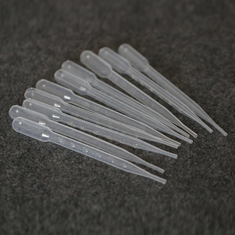 

10 pcs/set 3 ML Transparent Disposable Safe Plastic Eye Dropper Transfer Graduated Pipettes Lab Experiment Supplies