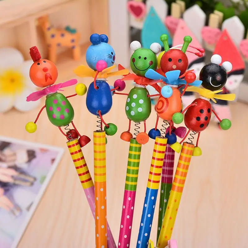 

Wooden Windmill Cartoon Animals Pencil Kawaii Student Pencils Student Children Kids Personality Gift Art Supplies