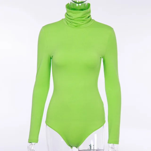 Cryptographic green turtleneck long sleeve bodysuit overalls jumpsuits
