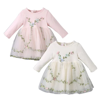 

New 2018 Bow Brand Baby Dresses Kids Cotton Lining Dresses Children Voile Dresses Girls Spring Dresses Toddler Cute Clothes,2631