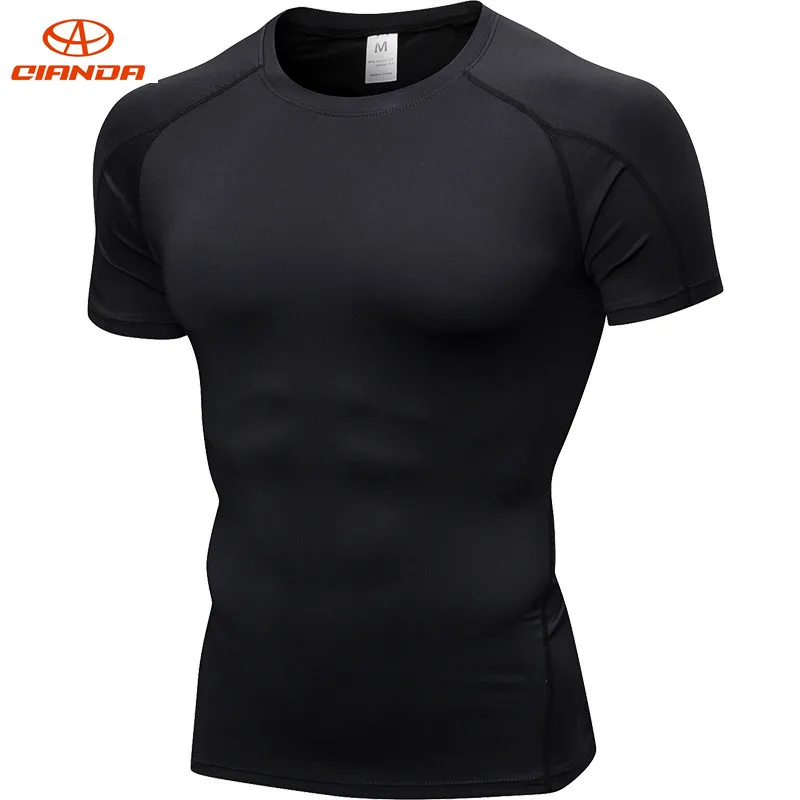

NEW Men Short Sleeve Fitness Basketball Running Sports T Shirt Bodybuilding Gym Elastic Compression Tights Quick Drying Tops