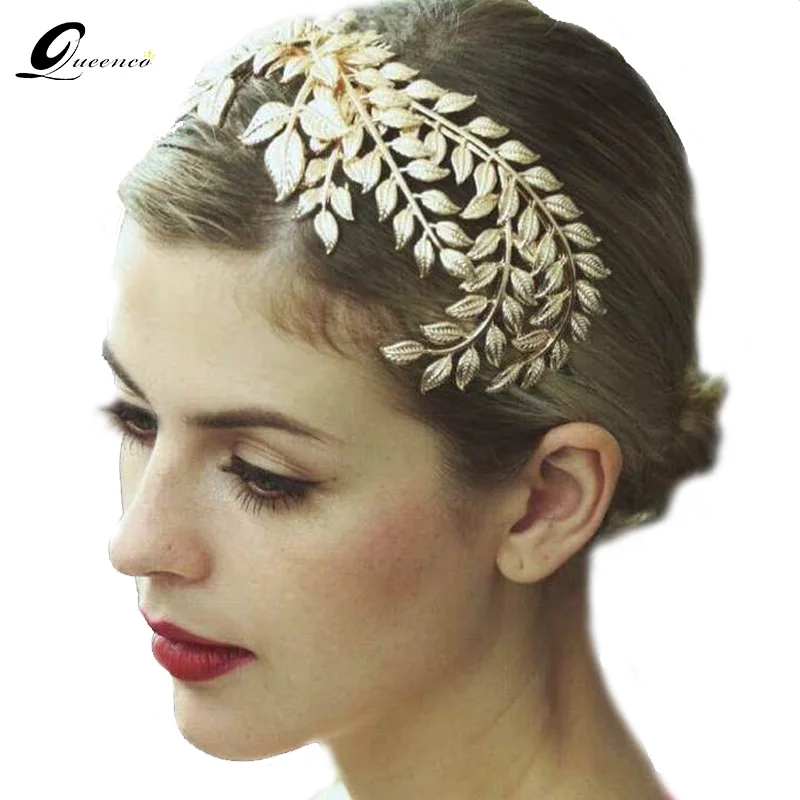 

HG265 New Fashion Head Jewelry Headwear Olive Leaves Little Rhinestone Gold Headband Hair Accessory Women Hairband with comb