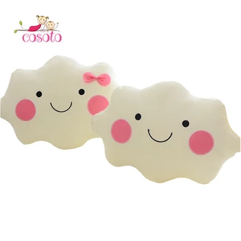 

35CM Kawaii Soft Smiley Face Bow Cloud Pillow Cotton Stuffed Cushion Plush Toy