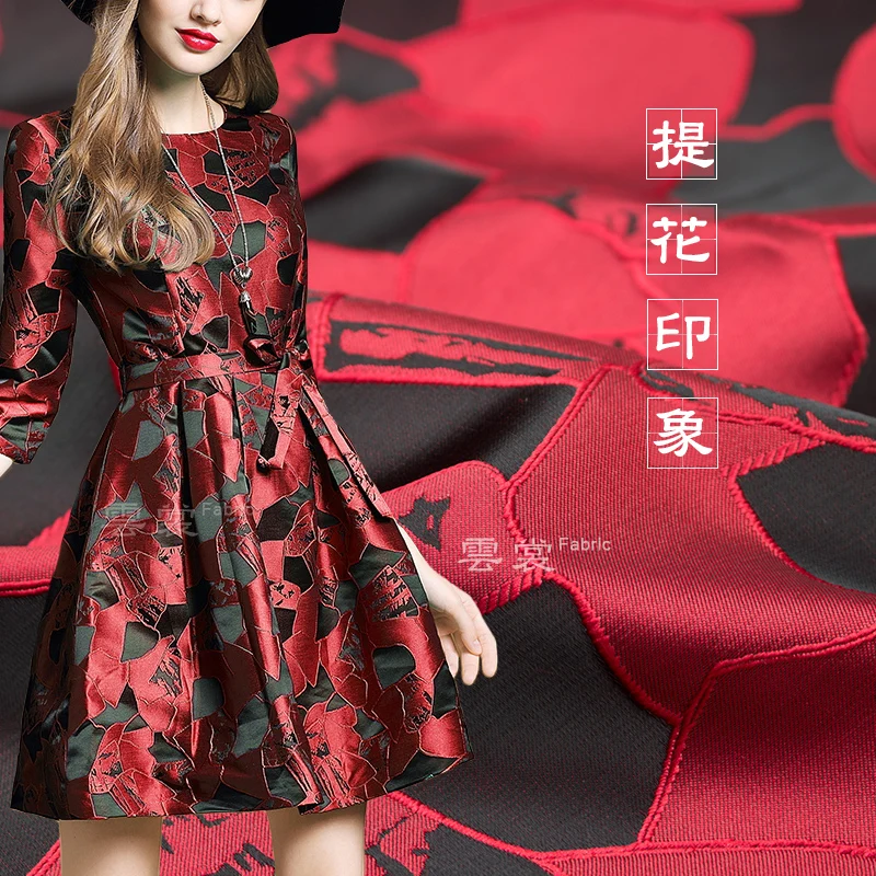 Red jacquard fabrics fall and winter fabrics apparel fabrics upscale