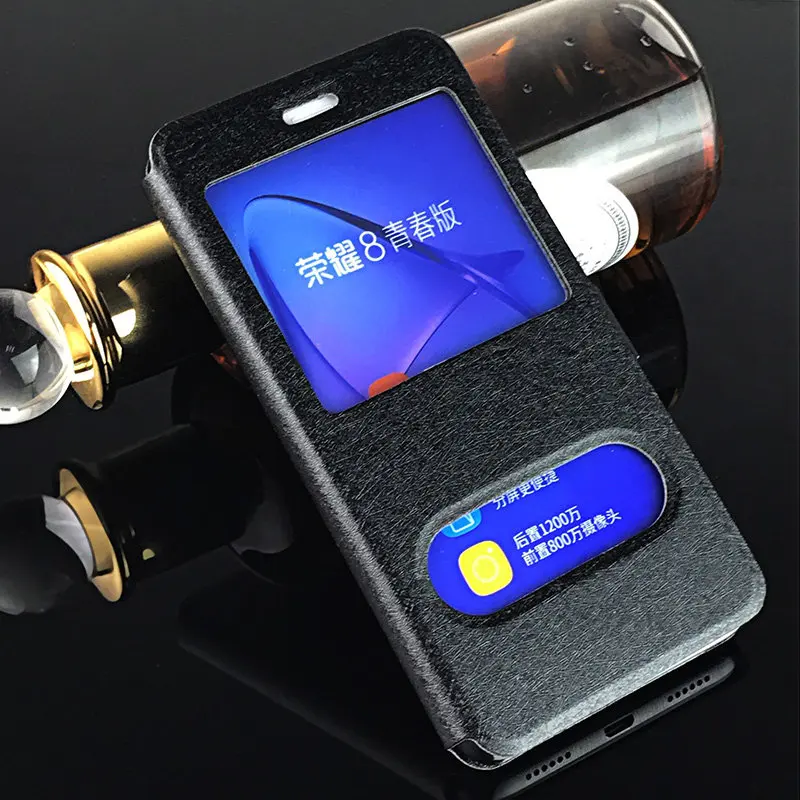 

Coque For Huawei Ascend P9 Lite 2017 Case Cover NEW Open Window Silk Flip Phone Cases Huawei P9 Lite 2017 P9Lite 2017 5.2"+Gift