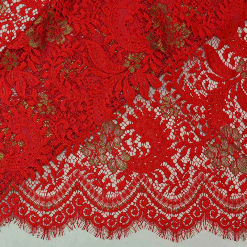 

High-end fashion gold cord eyelash lace fabrics african net guipure lace for lady dresses french lace cloth sewing accessories