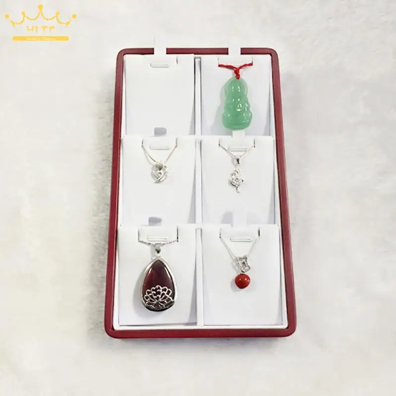 

High Quality Jewelry Display 6 slot Red Painted Pendant Holder Stand Chian Box Accessories pallet Necklace Tray Showcases
