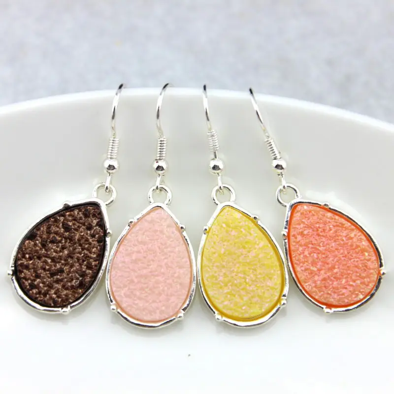 Женские серьги капли из смолы Druzy 9 цветов модные массивные Висячие оптовая