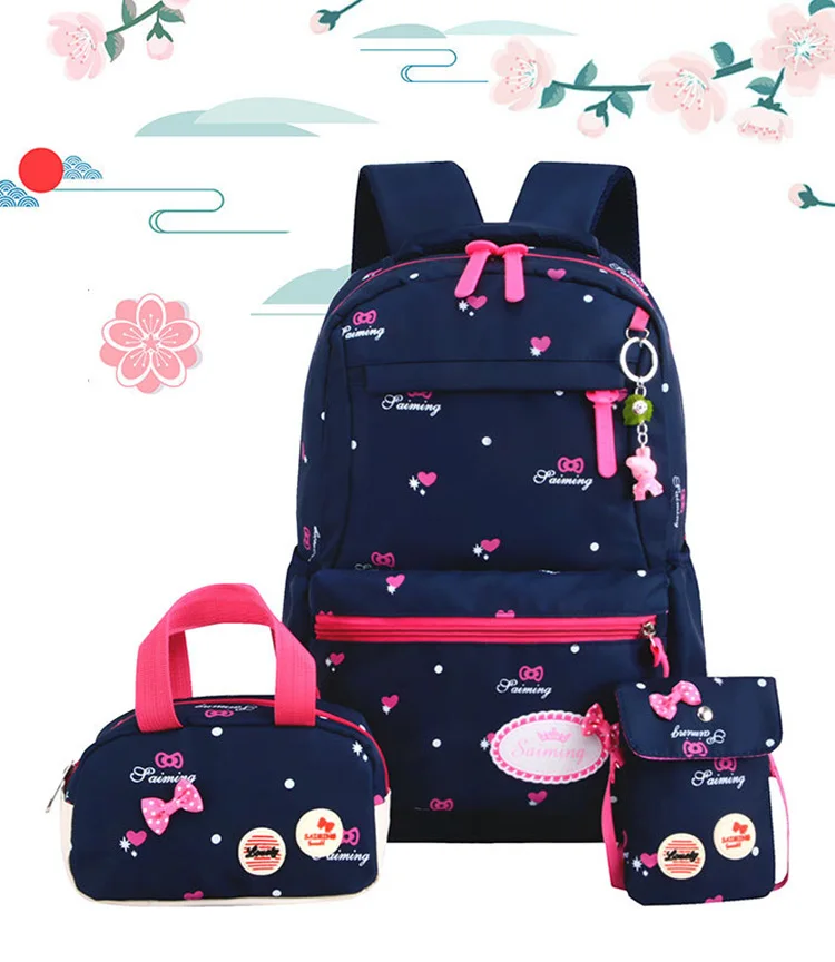 3 шт./компл. школьные рюкзаки для девочек милый бант школьные рюкзаки с принтом Детский рюкзак для девочек студенческие школьные сумки Mochila Infantil
