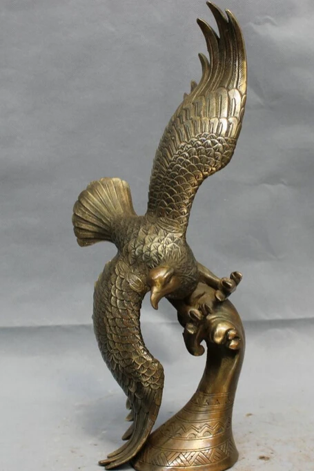 JP S0608 18 &quotКитайский Медь Бронза Народного Дома Успех Fly Bird Eagle Статуя Искусства