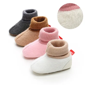 

Infant Soft Soled Newborn Baby Boots Winter Baby Shoes For Girl Anti-slip Christmas Booties Toddler Shoes Pink White Plush warm