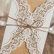 100 шт. Винтаж Лазерная резка свадебные приглашения карты индивидуальный заказ и лента конверты День рождения Свадебная вечеринка украшения