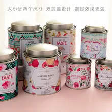 2 шт./партия, цветочный дизайн, чайная канистра железный чай, коробка, двухслойная герметичная Цветочная чайная банка, железная коробка для мелочей, необычная коробка