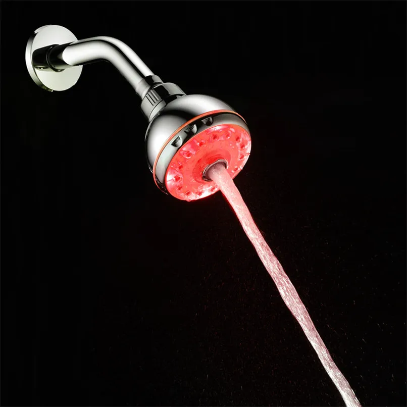 Round Water Saving Shower Heads 7 Colorful LED Light Water Bath Bathroom Filtration Shower Hand Hold Type #2y30 (2)