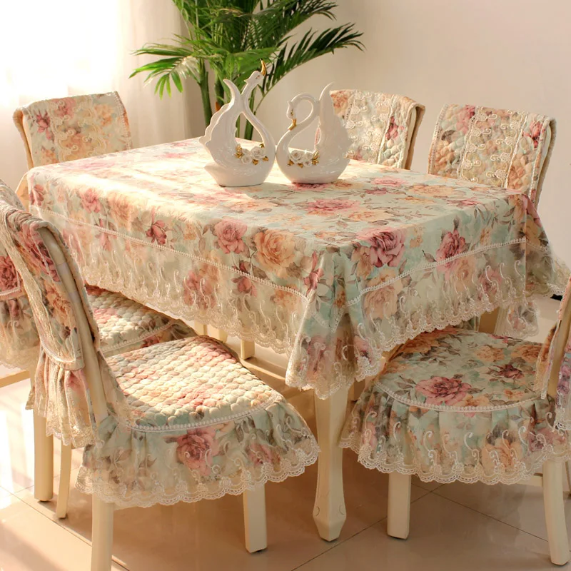 

Grade Classical Top exquisite Polyester-cotton table cloth chair covers cushion chair cover Pastoral lace cloth set tablecloths