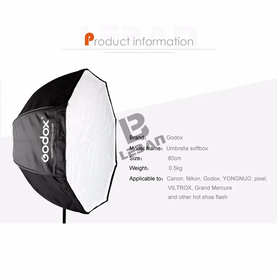 Godox фотостудия 80 см 31,5 дюйма переносной восьмиугольный вспышка Speedlight Speedlite Зонт софтбокс Brolly отражатель