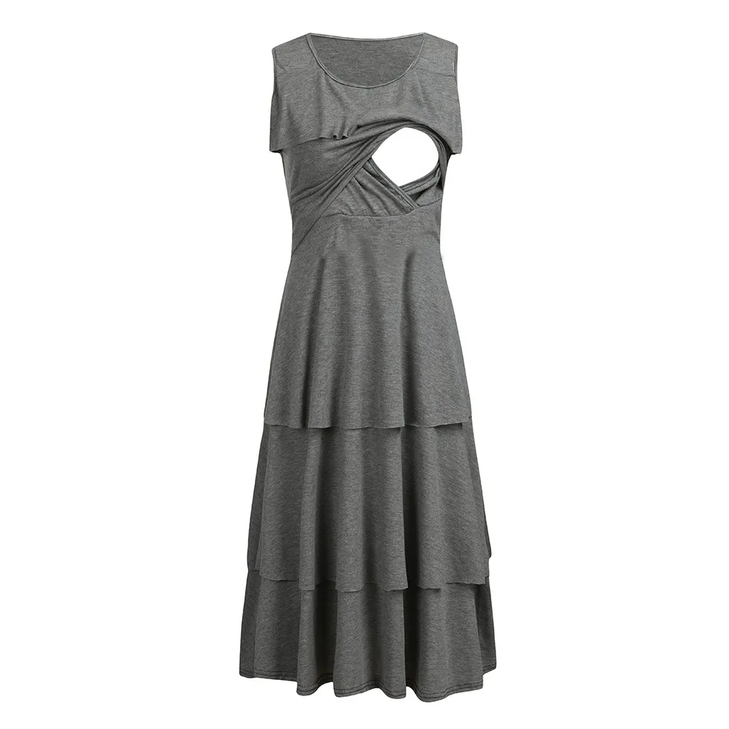 

Maternity Dresses Sleeveless Casual Comfy Women Maternity Ruffle Nursing Dress For Breastfeeding Tops Dress Plus Size vestido