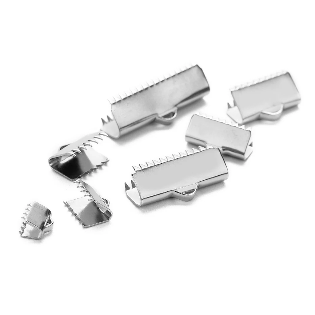 20Pcs Iron Ribbon Ends Bracelet Crimp Clamp End Findings Cord Ends Fasteners Clasp Leather Ends Jewelry Making Findings