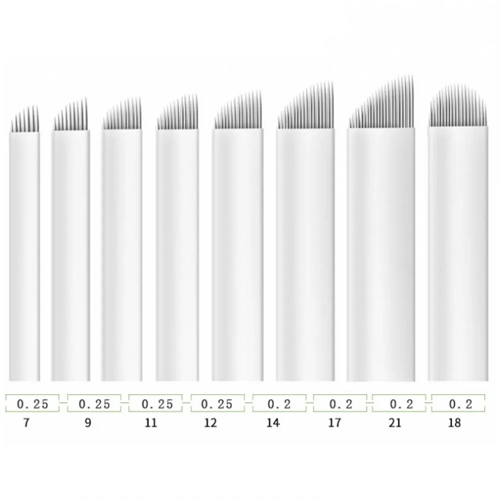 

50pcs 7 9 11 12 14 17 21Pin U Shape Permanent Makeup Eyebrow Tattoo Needles For 3D Embroidery Microblading Tattoo Pen accessory