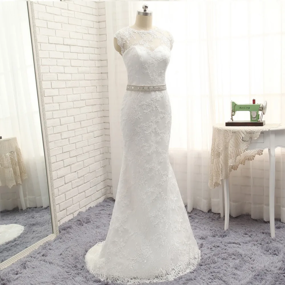 Vestido De Noiva кружевное свадебное платье Русалка Кепки Appliques Винтаж Китай свадебные