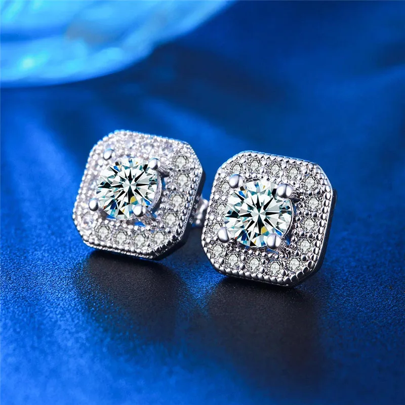 Shuangr серебристый цвет модные ювелирные наборы кубический циркон эффектное ожерелье и серьги кольца, свадебные украшения для женщин подарок - Окраска металла: earrings