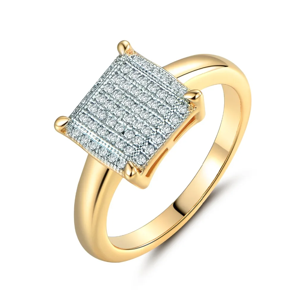 XIAGAO, высокое качество, простые кольца с кубическим цирконием для влюбленных женщин, квадратные золотые украшения, кольцо с австрийскими кристаллами,, XGR229