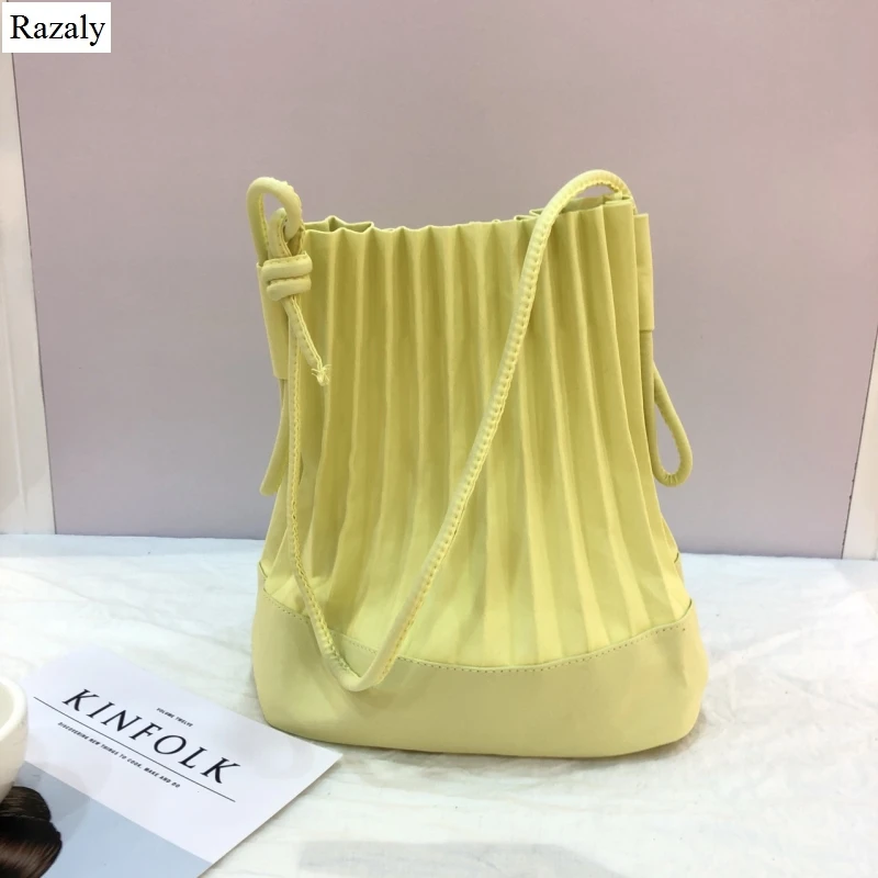 

Razaly brand summer travel designer high quality rope capacity bucket tote Thailand pleated travel big bags shopping handbags