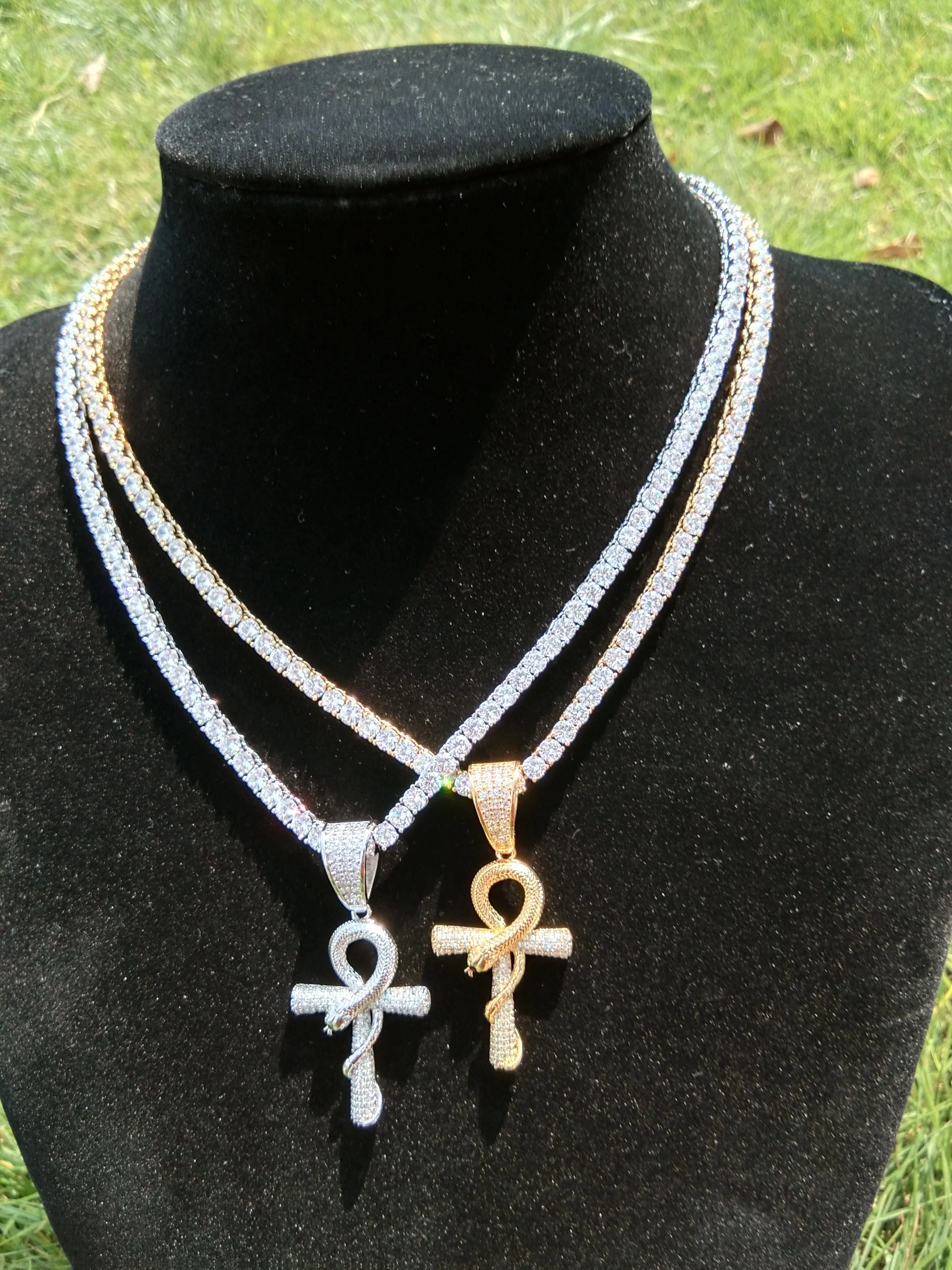Латунь AAA CZ Змея с крестом кулон и ожерелье хип хоп ювелирные изделия для мужчин и женщин вечерние подарок CN098