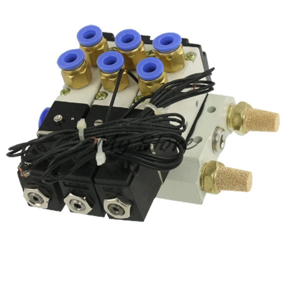 DC12 DC24 AC110 AC220 2 Positions Triple Solenoid Valve Mufflers 6mm