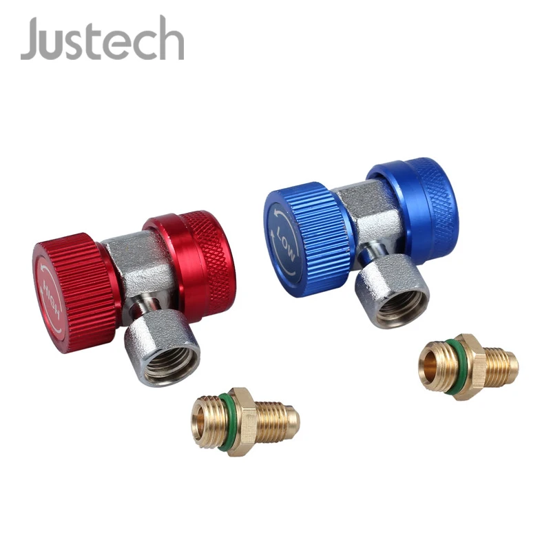 

Justech 2 Pcs Air Conditioning - Quick Release Adapter R134A Refrigerant Coupling Low & High Pressure Couplings Release Quick