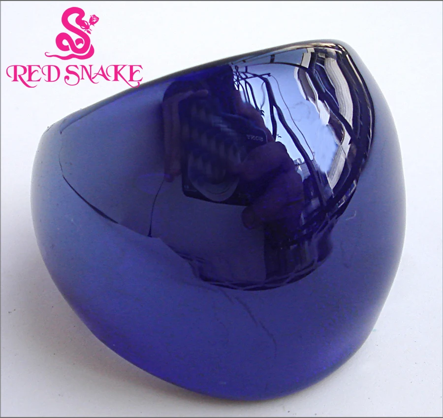 RED SNAKE Fashion Ring Handmade Dark Blue with Silver foil Pearl texture glossiness Murano Glass Rings